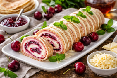 Этот блинный рулет как фейерверк! Все в обмороке от этой вкусноты &mdash; а я и рада, пеку и пеку