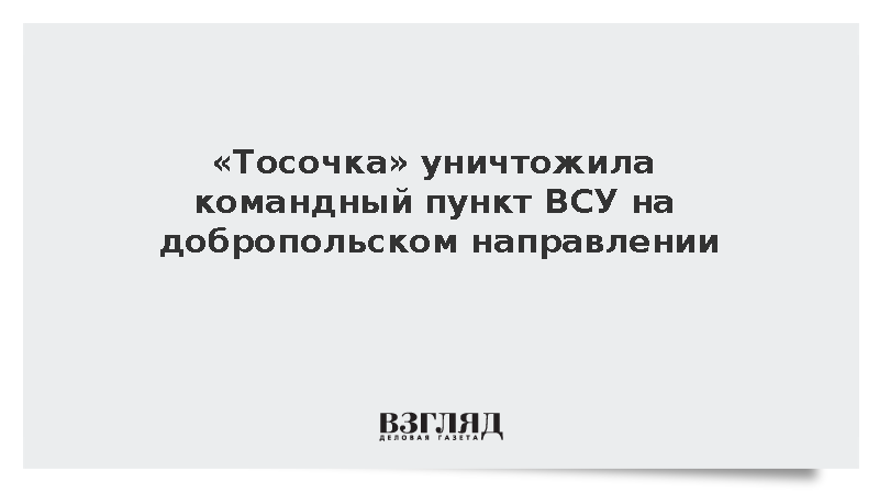 «Тосочка» уничтожила командный пункт ВСУ на добропольском направлении