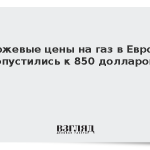 Биржевые цены на газ в Европе опустились к 850 долларам