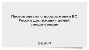 Песков заявил о продолжении ВС России достижения целей спецоперации