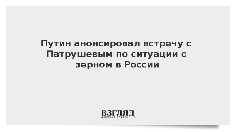 Путин анонсировал встречу с Патрушевым по ситуации с зерном в России