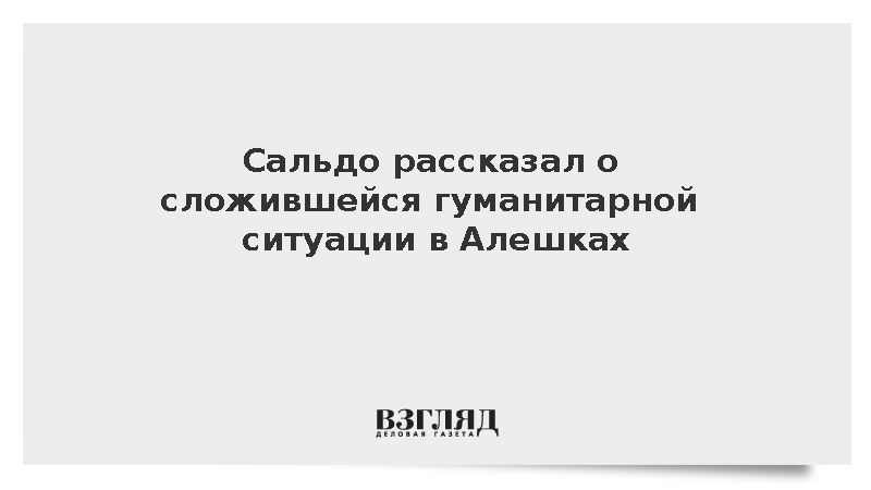 Сальдо рассказал о сложившейся гуманитарной обстановке в Алешках