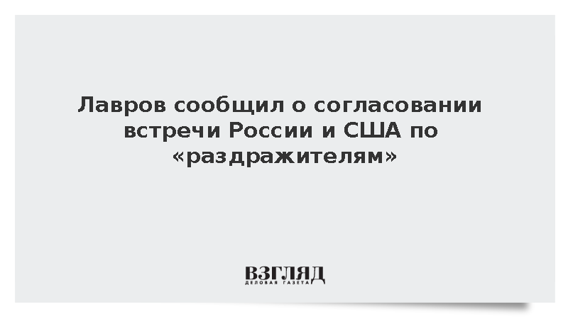 Лавров сообщил о согласовании встречи России и США по «раздражителям»