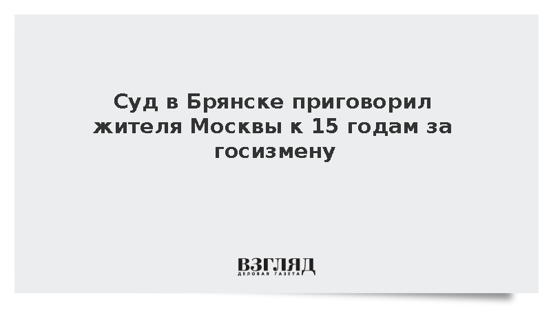 Суд в Брянске приговорил жителя Москвы к 15 годам за госизмену