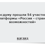 В Госдуму прошли 54 участника платформы «Россия – страна возможностей»