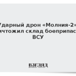 Ударный дрон «Молния-2» уничтожил склад боеприпасов ВСУ
