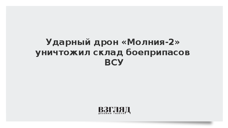Ударный дрон «Молния-2» уничтожил склад боеприпасов ВСУ