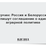 Турчин: Россия и Белоруссия подпишут соглашение о единой аграрной политике