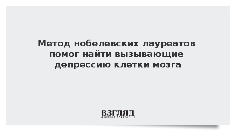 Метод нобелевских лауреатов помог найти вызывающие депрессию клетки мозга