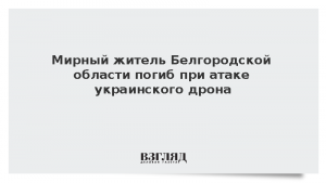 Мирный житель Белгородской области погиб при атаке украинского дрона