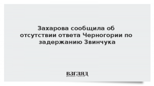 Захарова сообщила об отсутствии ответа Черногории по задержанию Звинчука