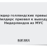 Лидер голландских правых Вилдерс призвал к выходу Нидерландов из МУС