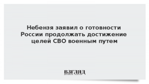 Небензя заявил о готовности России продолжать достижение целей СВО военным путем