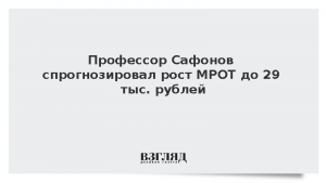 Профессор Сафонов спрогнозировал рост МРОТ до 29 тыс. рублей