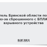 Житель Брянской области погиб из-за сброшенного с БПЛА взрывного устройства