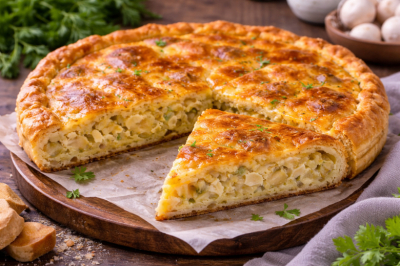Сырно-луковый пирог: простое тесто на маргарине — получается сытный и вкусный